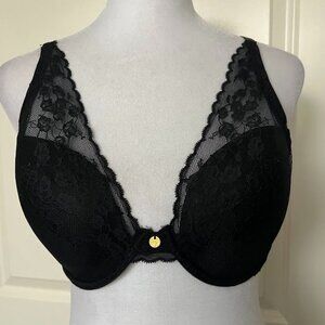 Natori Black Lace Cherry Blossom Convertible Bra Size 32DDD